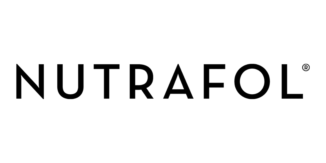 Nutrafol logo in bold black font on a white background.
