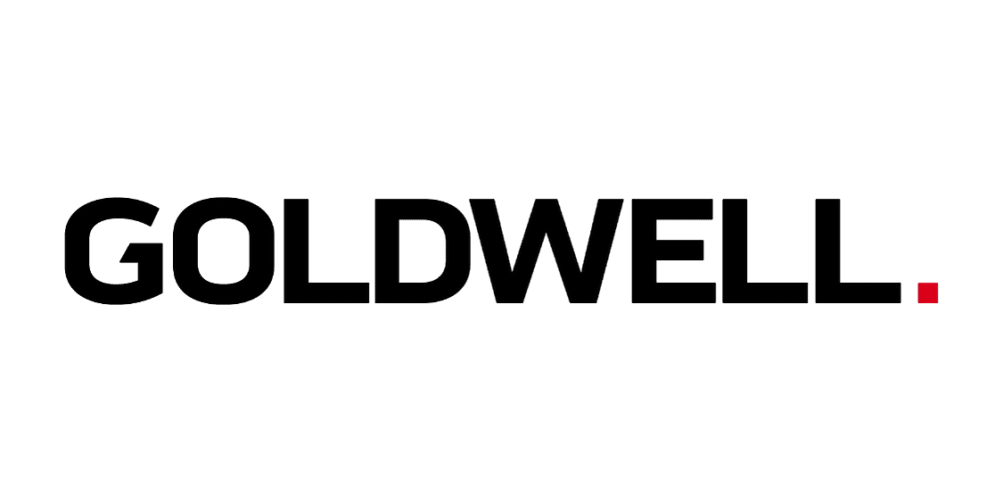 GOLDWELL logo with black text and a red dot.